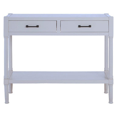 Heritage Pearl White Wooden 2 Drawer Console Table with Lower Shelf