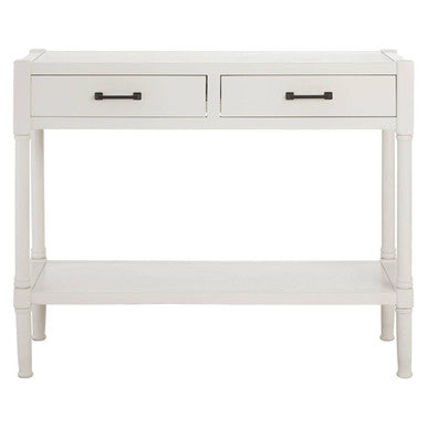 Heritage Pearl White Wooden 2 Drawer Console Table with Lower Shelf