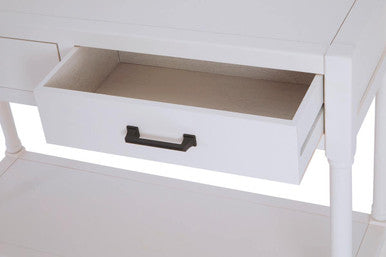 Heritage Pearl White Wooden 2 Drawer Console Table with Lower Shelf