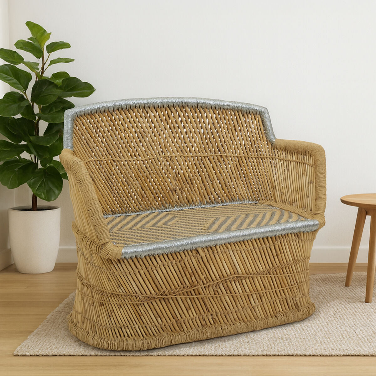 2 Seater Natural and Silver Sofa, Rowan