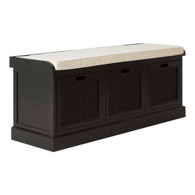 Heritage Three Drawer Black Wooden Storage Bench