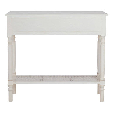 White Finish Wooden Console Table with 2 Drawers and Lower Storage Shelf, Heritage