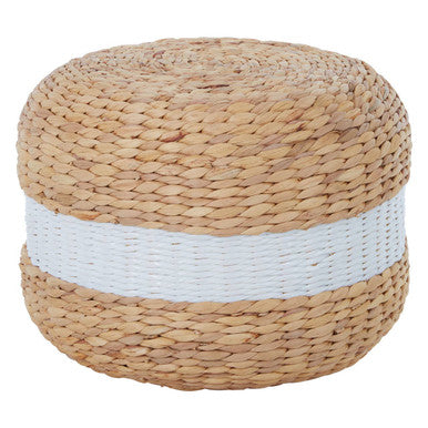 Ashby White and Natural Water Hyacinth Pouffe