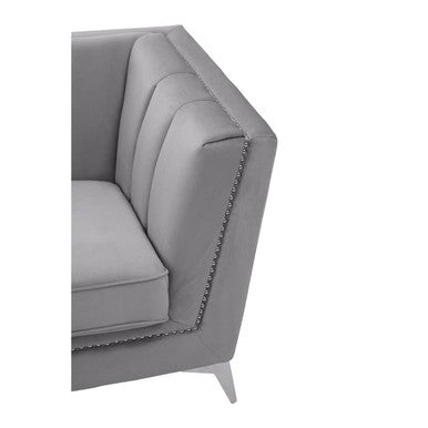 3 Seater Grey Velvet Sofa, Hansa