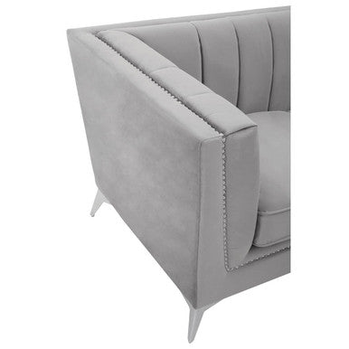2 Seater Grey Velvet Sofa, Hansa