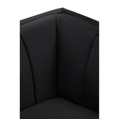 2 Seater Black Velvet Sofa, Hansa
