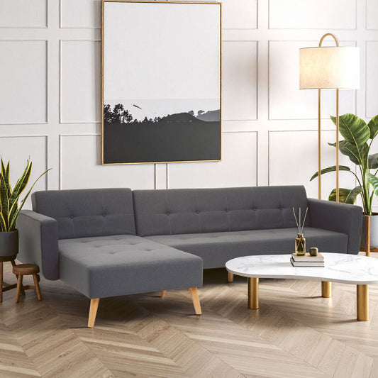 Grey Linen Corner Sofas Bed, Hansa Hagen