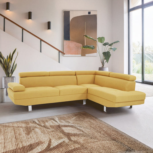 Ochre Linen Corner Sofas, Hanover