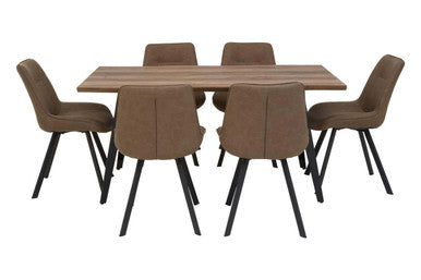 Westford Brown Dining Table with 6 Chairs Set