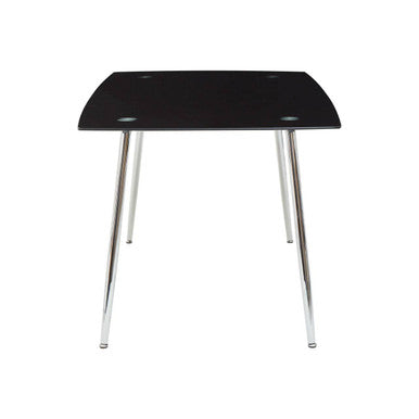 Black Tempered Glass Top and Silver Frame Dining Table with 6 Chairs Set, Wimslow