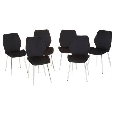 Black Tempered Glass Top and Silver Frame Dining Table with 6 Chairs Set, Wimslow