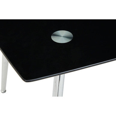 Wimslow Black Glass Dining Table and 6 Black Velvet Dining Chairs Set