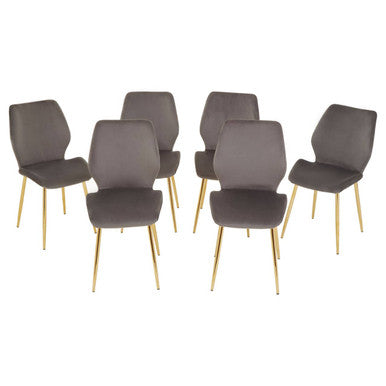 Smoked Glass Top and Slanted Legs Coffee Table with 6 Chairs Set, Wimslow