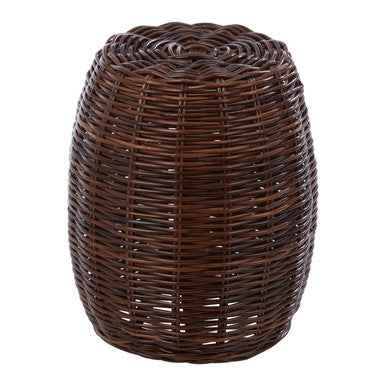Maka Brown Rattan Barrel Stool