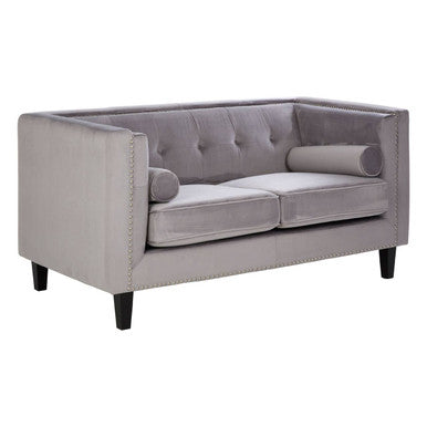 2 Seater Grey Velvet Sofa, Felisa