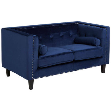 2 Seater Midnight Blue Velvet Sofa, Felisa