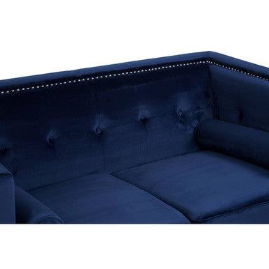 2 Seater Midnight Blue Velvet Sofa, Felisa