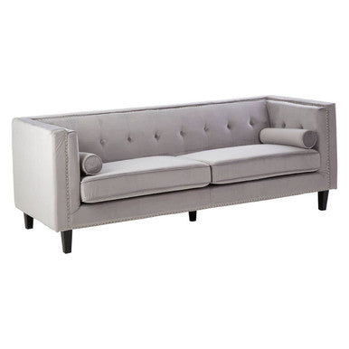 3 Seater Grey Velvet Sofa, Felisa