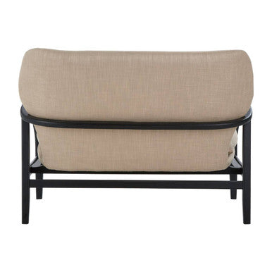 2 Seater Beige Sofa with Black Wood Frame, Stockholm