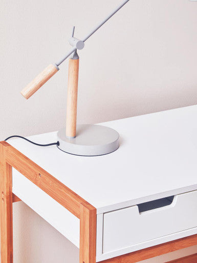 Rostok White and Natural Bamboo 1 Drawer Desk
