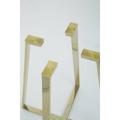 Clear Glass Top and Gold Finish Square Steel Dining Table, Metropolitan