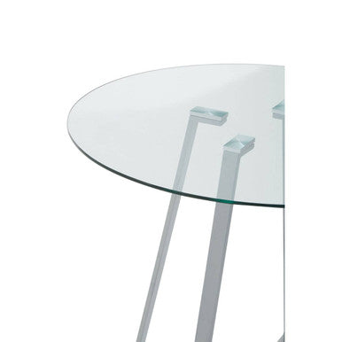 Glass Top and Grey Stainless Steel Dining Table, Metropolitan