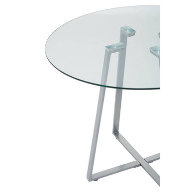 Glass Top and Grey Stainless Steel Dining Table, Metropolitan