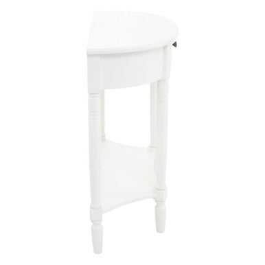 Heritage White Wooden Half Moon 1 Drawer Console Table with Lower Shelf