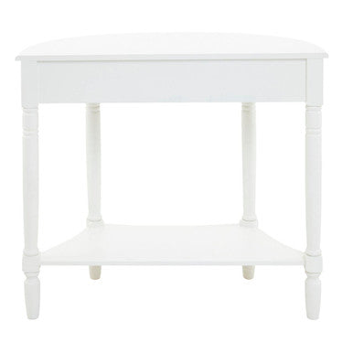 Heritage White Wooden Half Moon 1 Drawer Console Table with Lower Shelf