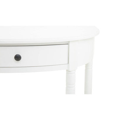 Heritage White Wooden Half Moon 1 Drawer Console Table with Lower Shelf