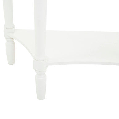 Heritage White Wooden Half Moon 1 Drawer Console Table with Lower Shelf