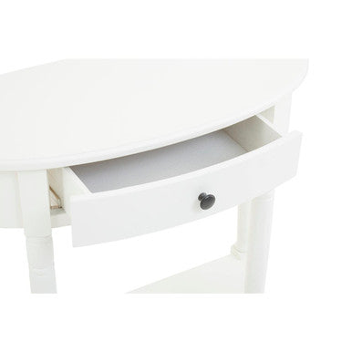 Heritage White Wooden Half Moon 1 Drawer Console Table with Lower Shelf