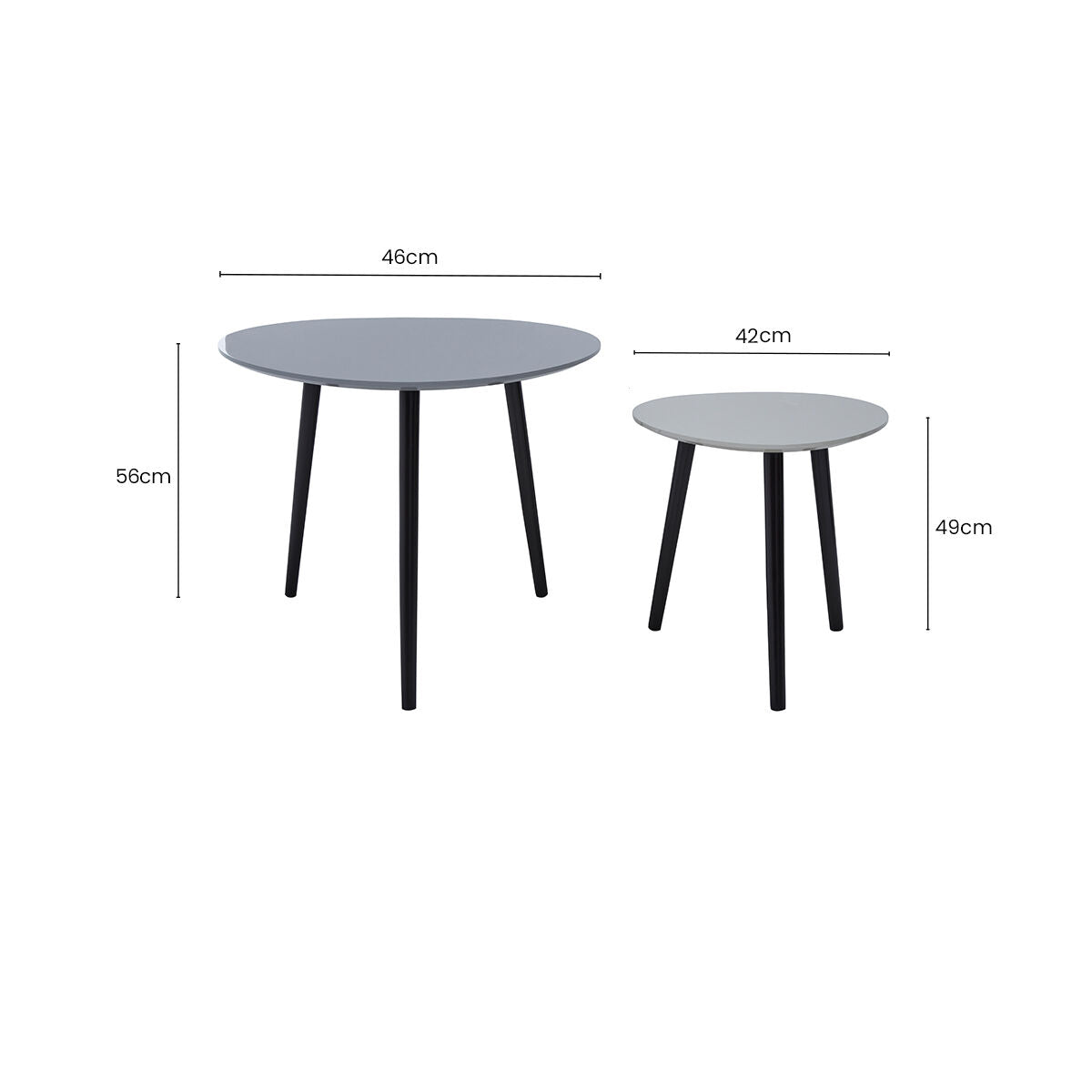Nostra Grey Gloss Finish Set of 2 Nesting Tables