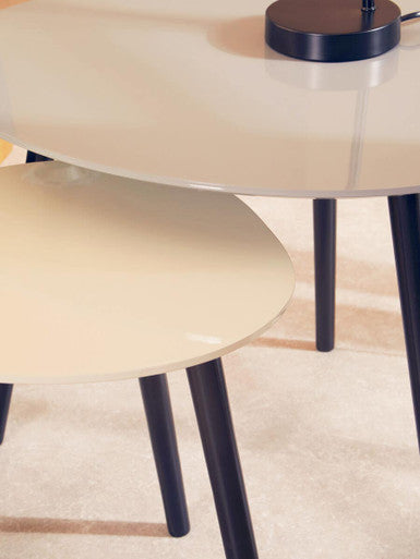 Nostra Grey Gloss Finish Set of 2 Nesting Tables