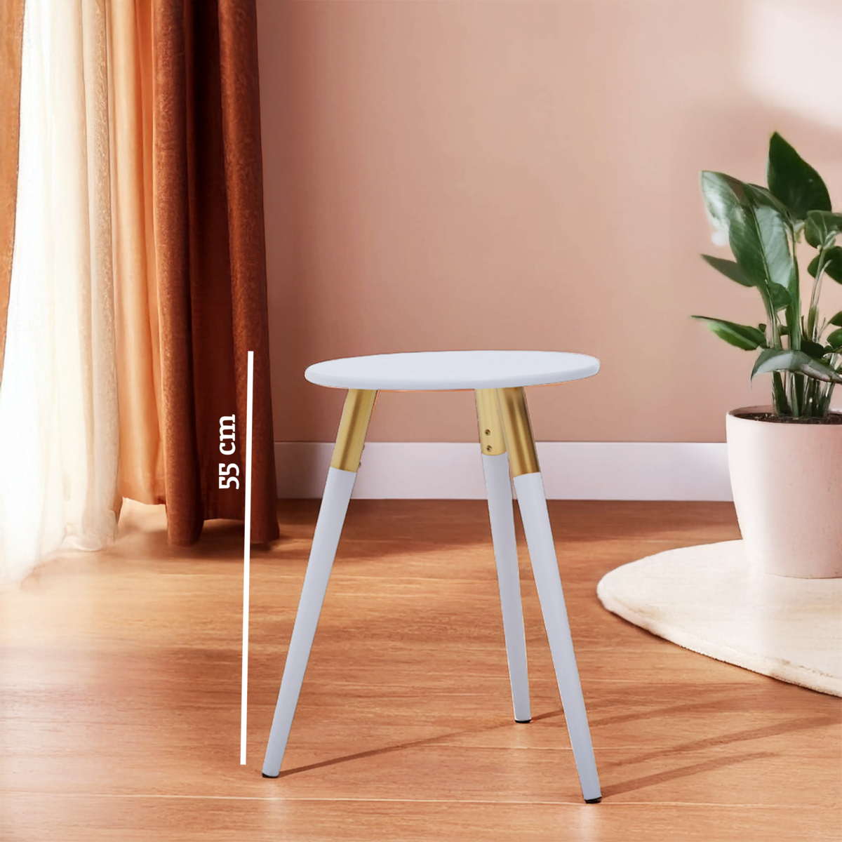 Nostra Light Grey and Gold Finish Round Side Table