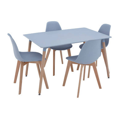 Varberg Grey Dining Table with 4 Chairs Set