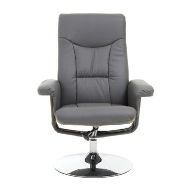 Grey Leather Effect Reclining Chair | Denton