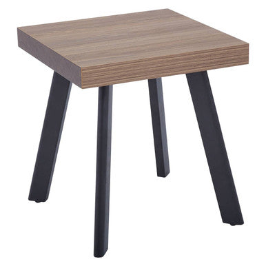 Natural Wood Effect Top Side Table with Black Metal Splayed Legs, Oakwill