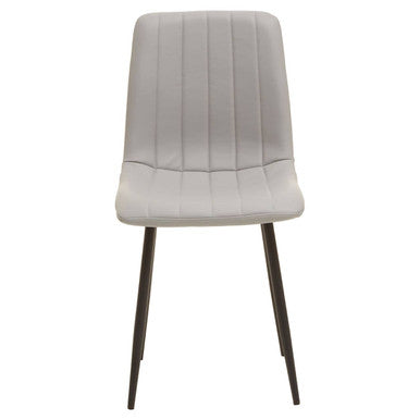 Tiana Set Of 4 Light Grey Leather Effect Dining Chairs