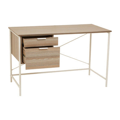 Bradbury Light Oak Veneer 2 Drawer Desk with Metal Frame