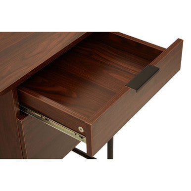 Dark Brown Walnut Veneer Effect Desk with Drawers | Bradbury