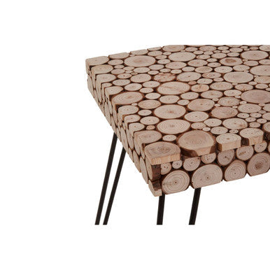 Lacuna Fir Wood Mosaic Disc Square Side Table
