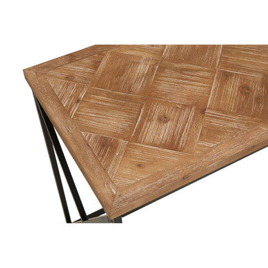 Natural Fir Wood Top Console Table with Black Metal Legs, Kickford