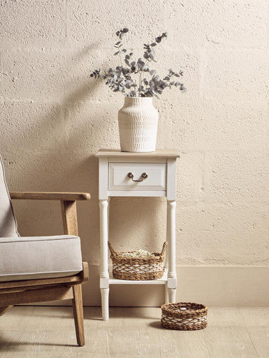 Heritage 1 Drawer White Side Table