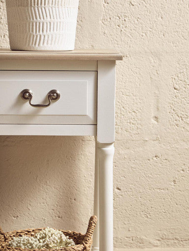 Heritage 1 Drawer White Side Table
