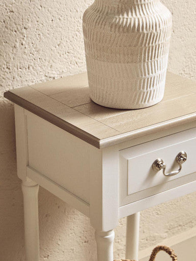 Heritage 1 Drawer White Side Table