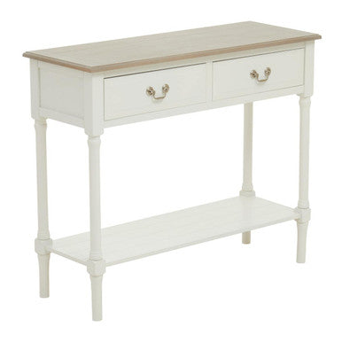 Heritage Ivory and Natural Wooden 2 Drawer Console Table with Lower Shelf
