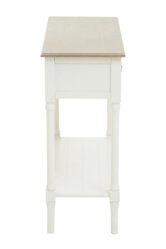 Heritage Ivory and Natural Wooden 2 Drawer Console Table with Lower Shelf