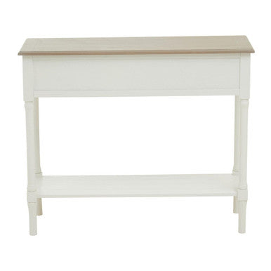 Heritage Ivory and Natural Wooden 2 Drawer Console Table with Lower Shelf