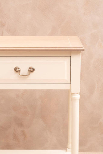 Heritage Ivory and Natural Wooden 2 Drawer Console Table with Lower Shelf